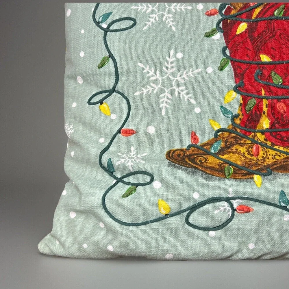 Pioneer Woman Decorative Throw Pillow Holiday Boot Painted Sparkly No INSERT